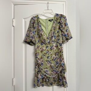 Green Floral Ruffle Hem
Mini Dress